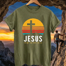 Load image into Gallery viewer, Way, Truth, Life Daily Crucifixion Cotton Tshirt