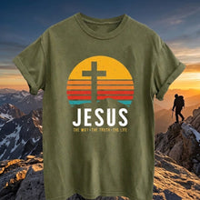 Load image into Gallery viewer, Way, Truth, Life Daily Crucifixion Cotton Tshirt