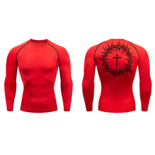 Load image into Gallery viewer, Carry Your Cross, Crown Of Thorns Fit Athletic Shirt (Short Sleeve and Long Sleeve Available)