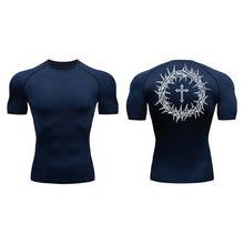Load image into Gallery viewer, Carry Your Cross, Crown Of Thorns Fit Athletic Shirt (Short Sleeve and Long Sleeve Available)