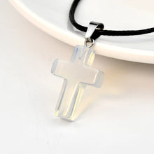 Load image into Gallery viewer, Leather Stone Cross Necklace