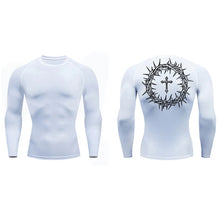 Load image into Gallery viewer, Carry Your Cross, Crown Of Thorns Fit Athletic Shirt (Short Sleeve and Long Sleeve Available)