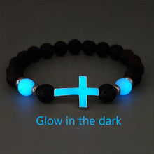 Load image into Gallery viewer, Be The Light, Carry Your Cross Midnight Stone Glow-In-The-Dark Bracelet