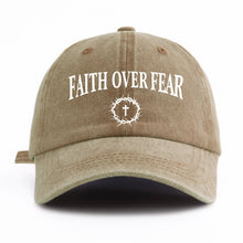 Load image into Gallery viewer, Faith Over Fear, Cross and Crown Adjustable Cap