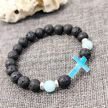 Load image into Gallery viewer, Be The Light, Carry Your Cross Midnight Stone Glow-In-The-Dark Bracelet