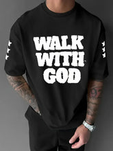 Load image into Gallery viewer, Walk With God Tattered Embroidered Premium Cotton Tshirt