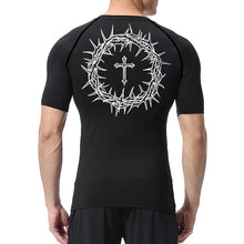 Load image into Gallery viewer, Carry Your Cross, Crown Of Thorns Fit Athletic Shirt (Short Sleeve and Long Sleeve Available)