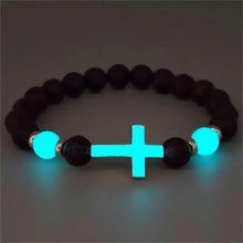Load image into Gallery viewer, Be The Light, Carry Your Cross Midnight Stone Glow-In-The-Dark Bracelet