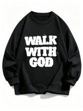 Load image into Gallery viewer, Walk With God Tattered Embroidered Cotton Sweatshirt