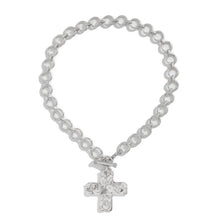 Load image into Gallery viewer, 18K Gold Plated Hammered Cross Link Necklace