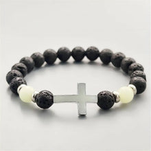Load image into Gallery viewer, Be The Light, Carry Your Cross Midnight Stone Glow-In-The-Dark Bracelet
