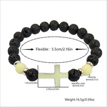 Load image into Gallery viewer, Be The Light, Carry Your Cross Midnight Stone Glow-In-The-Dark Bracelet