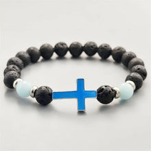Load image into Gallery viewer, Be The Light, Carry Your Cross Midnight Stone Glow-In-The-Dark Bracelet