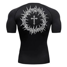 Load image into Gallery viewer, Carry Your Cross, Crown Of Thorns Fit Athletic Shirt (Short Sleeve and Long Sleeve Available)