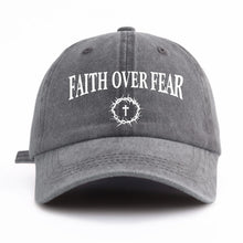 Load image into Gallery viewer, Faith Over Fear, Cross and Crown Adjustable Cap