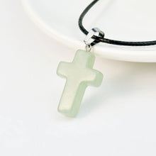 Load image into Gallery viewer, Leather Stone Cross Necklace