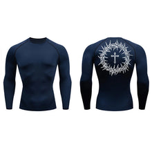 Load image into Gallery viewer, Carry Your Cross, Crown Of Thorns Fit Athletic Shirt (Short Sleeve and Long Sleeve Available)