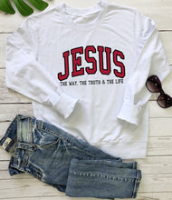 Load image into Gallery viewer, Jesus Way, Truth, Life Collegiate 100% Cotton Sweatshirt