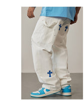Load image into Gallery viewer, Crucified In Christ Embroidered Cross Painter's Slacks