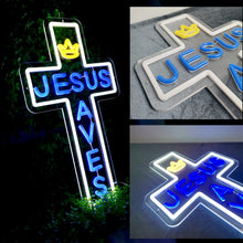 Load image into Gallery viewer, Large King Jesus Saves Custom Church/Home Illumination (Shipping only to USA, Europe, Australia)