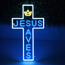 Load image into Gallery viewer, Large King Jesus Saves Custom Church/Home Illumination (Shipping only to USA, Europe, Australia)