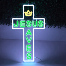 Load image into Gallery viewer, Large King Jesus Saves Custom Church/Home Illumination (Shipping only to USA, Europe, Australia)