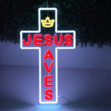 Load image into Gallery viewer, Large King Jesus Saves Custom Church/Home Illumination (Shipping only to USA, Europe, Australia)
