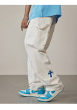 Load image into Gallery viewer, Crucified In Christ Embroidered Cross Painter's Slacks