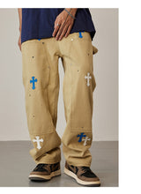 Load image into Gallery viewer, Crucified In Christ Embroidered Cross Painter's Slacks