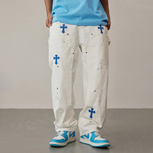Load image into Gallery viewer, Crucified In Christ Embroidered Cross Painter's Slacks