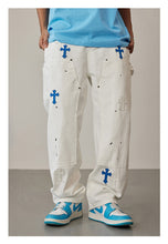 Load image into Gallery viewer, Crucified In Christ Embroidered Cross Painter's Slacks