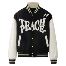 Load image into Gallery viewer, Teach Peace, Be the Light Fall Varsity Jacket