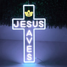 Load image into Gallery viewer, Large King Jesus Saves Custom Church/Home Illumination (Shipping only to USA, Europe, Australia)