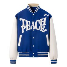 Load image into Gallery viewer, Teach Peace, Be the Light Fall Varsity Jacket