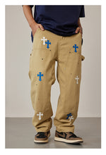 Load image into Gallery viewer, Crucified In Christ Embroidered Cross Painter's Slacks