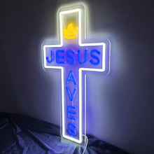 Load image into Gallery viewer, Large King Jesus Saves Custom Church/Home Illumination (Shipping only to USA, Europe, Australia)