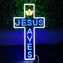 Load image into Gallery viewer, Large King Jesus Saves Custom Church/Home Illumination (Shipping only to USA, Europe, Australia)