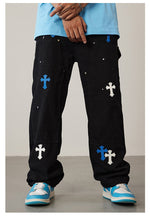 Load image into Gallery viewer, Crucified In Christ Embroidered Cross Painter's Slacks
