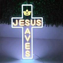 Load image into Gallery viewer, Large King Jesus Saves Custom Church/Home Illumination (Shipping only to USA, Europe, Australia)