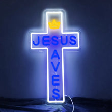 Load image into Gallery viewer, Large King Jesus Saves Custom Church/Home Illumination (Shipping only to USA, Europe, Australia)
