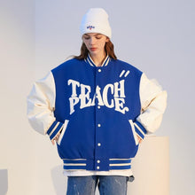 Load image into Gallery viewer, Teach Peace, Be the Light Fall Varsity Jacket