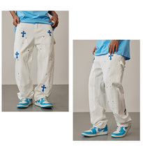 Load image into Gallery viewer, Crucified In Christ Embroidered Cross Painter's Slacks