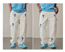 Load image into Gallery viewer, Crucified In Christ Embroidered Cross Painter's Slacks