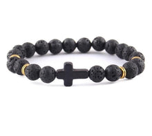 Load image into Gallery viewer, Black Onyx Red Cross Fashion Statement Bracelet