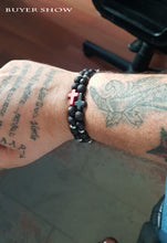 Load image into Gallery viewer, Black Onyx Red Cross Fashion Statement Bracelet