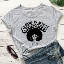 Load image into Gallery viewer, I Derive My Strength and Empowerment in Pride-less Godly Truth Tshirt