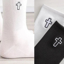 Load image into Gallery viewer, Just Believe It! Embroidered Cross Athletic Socks (5 Pairs)
