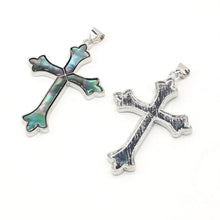 Load image into Gallery viewer, Aqua Spring Shell Stainless Cross Charm (Chain Necklace Not Included)
