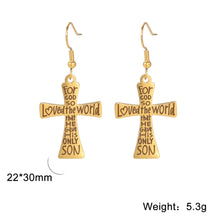 Load image into Gallery viewer, John 3:16 Cross Love Stainless Steel Earrings
