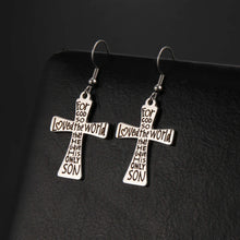 Load image into Gallery viewer, John 3:16 Cross Love Stainless Steel Earrings
